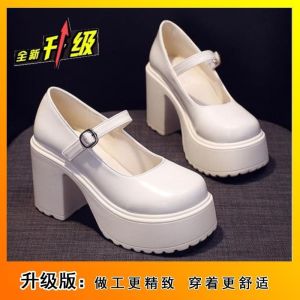 Free Shipping Shiny Height-Increasing Lolita Flats With A Round Toe 2026 Spring New Collection Cat-Ear Design Thick-Soled Uniform Shoes JK Shoes