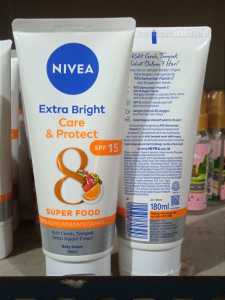 2 Pcs NIVEA Body Care Body Serum Extra White Care & Protect Twin Pack - 2 x 180ml