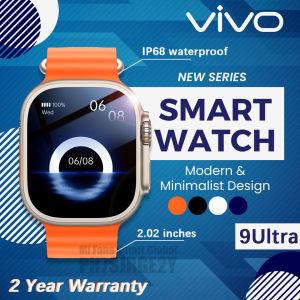 2024 VIVO 9 Ultra Smart Watch 2.02 Inch Big Touch Screen Sport Watch IP68 Waterproof Blood Oxygen Monitor Heart Rate Blood Pressure Sleep Monitoring Bluetooth Call SMS Reminder Original Branded Smart Watches for Android IOS for Men Women