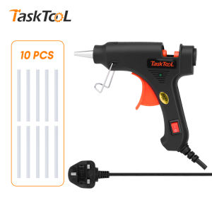 TASKTOOL 50W Electric Hot Glue Gun Set 7mm Aluminum Nozzle 2-Minute Fast Heating With 10 EVA Glue Sticks Safe Insulated Design For DIY Crafts 