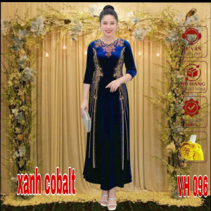 ĐẦM MAXI NHUNG TRUNG NIÊN VH096 ÉP ĐÁ DMC THIẾT KẾ FOM CHE KHUYẾT ĐIỂM SANG TRỌNG QUÝ PHÁI LÀ MÓN QUÀ TẶNG BÀ TẶNG MẸ YÊU ĐẦY Ý NGHĨA TRONG BUỔI TIỆC