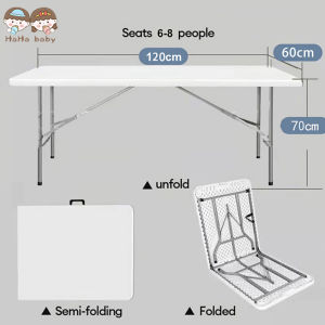 HAHA BABY 4FT(120cm) Heavy Duty Foldable Table Portable Picnic Table Folding Half Table Long Outdoor Table