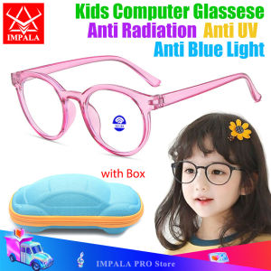 IMPALA FL1618Q Fashion Kids Anti Blue Light Filter Glasses for Boys Girls Cute Glasses Anti Fatigue Anti Radiation Block Blue Light Protect Childs Eyes with Glasses Case