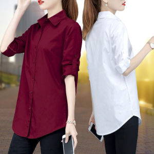 Womens Shirt Plus Size Blouse Korean Casual Long Top / kemeja wanita lengan panjang murah