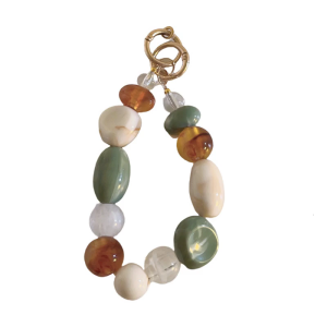 Trendy Retro Colorful Beaded Bracelet Phone Strap Charm Chain Handmade Cellphone Lanyard Elegant Women Bag Decoration