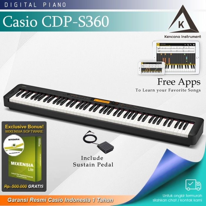 Casio CDPS360 / CDPS 360 / CDP S360 Digital Piano Garansi Resmi - PAKET ...