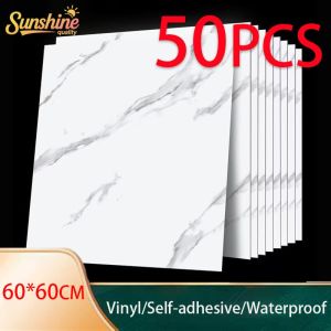 50PCS 60x60CM vinyl Self-adhesive Marble flooring tile sticker PVC Waterproof Wear-resistant Floor Marble Vinyl Tile Flooring Sticker Self Adhesive Waterproof PVC Wall Sticke Self-Adhesive Vinyl Tiles PVC Floor Stickers Flooring Waterproof Anti-Fouling Vi