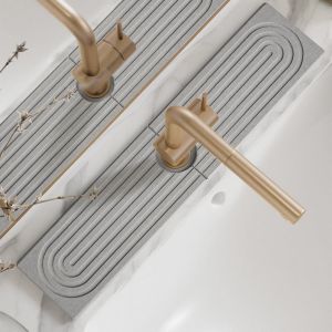 Fast Drying Diatomite Absorbent Faucet Mat Set for Kitchen Fast Drying Stone Tray Sink Splash Guard