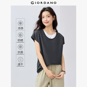 Giordano Women Ice cooling fake 2-piece short sleeve tee Free Shipping 05325444