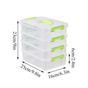 Transparent Divided Storage Box Large 4-Tier Container With Lid Plastic Organizer Drawers Storage Box Storage Case