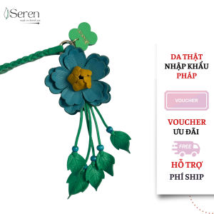 Charm hoa trà iSeren chất da thật nhập khẩu Pháp phụ kiện treo túi xinh xắn cho nàng tạo gu thời trang cá tính cho nàng giữa đám đông du lịch dạo phố