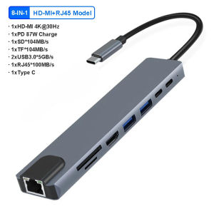 12-In-1 USB C Docking Station PD 100W USB C HUB Type C To HDMI Adapter 4K 30Hz VGA RJ45 USB 3.0 HUB USB Splitter For