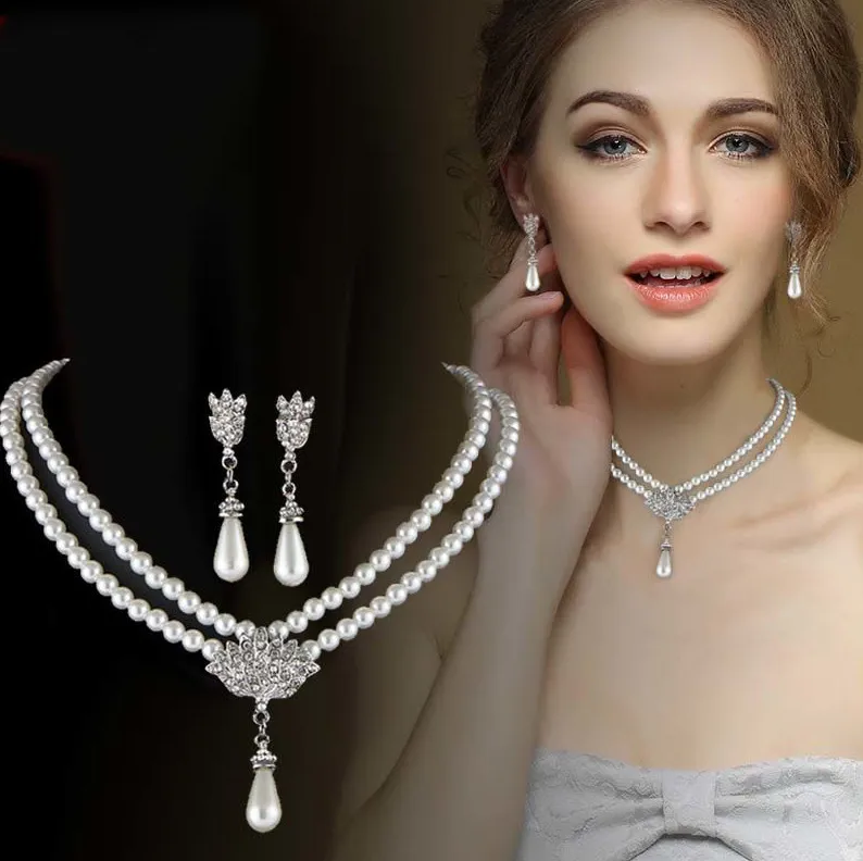 Unique Circular Design Crystal Rhinestone And Simulated Three Strand P –  Rosemarie Collections