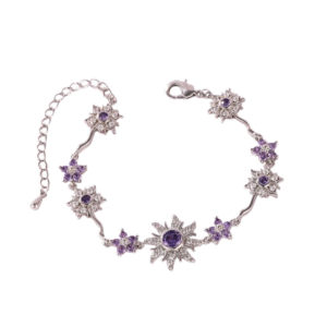 COVIEEZB Fashion Sunflower Bracelet Exquisite Luxury Pink Cubic Zirconia Chain Dainty Sparkling Shiny Rhinestone Bangle For Women