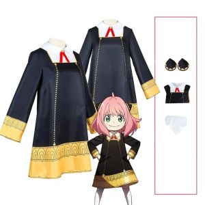 Anya Forger Cosplay Anime Spy Family Anya Forger Cosplay Costume Black Dress Uniform Cute Girls Adults Kids