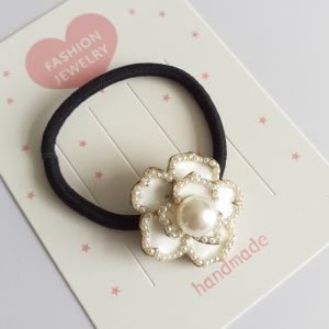 [Treetop Culture] korean ladys elegant Camellia Flower foral pearl hair tie with ribbon hair clip