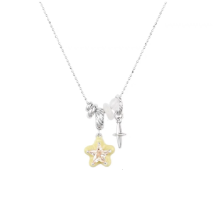 Yellow Star Crucifix Necklace Handmade Neckchain Adjustable Neck Chain Gift Present Elegant For Women And Girls