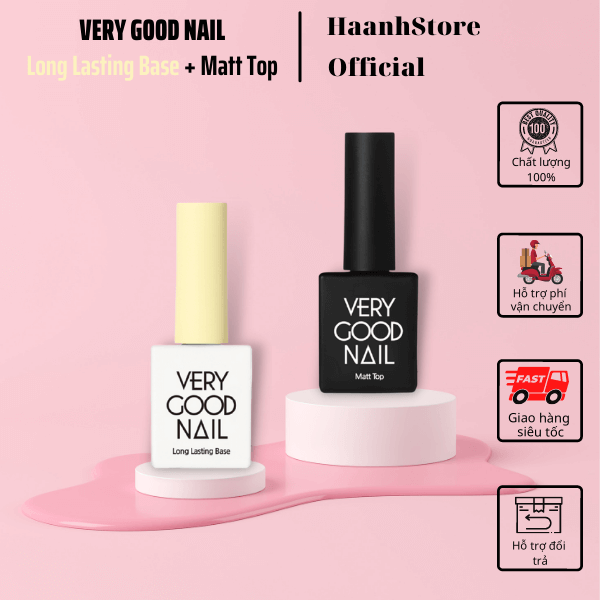 Combo 2 sản phẩm Base Top Gel Very good Nail chính hãng, Sơn gel cơ bản Hàn  quốc Easy peel Base + Matt Top gel 10ml