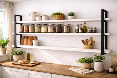 3-layer industrial kitchen open shelf spice rack wall shelf industrial kitchen wall storage shelf pantry wall shelf coffee bar wall shelf Living Room living room industrial shelf wall decor shelf display shelf living room plant display wall shelf