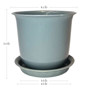 กระถาง กระถางต้นไม้ มินิมอล ถ้วยจีน+จาน ขนาด 6 นิ้ว สีเทา 10 ใบ ชิ้น อัน