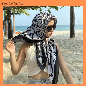 Khăn Lụa Vuông Làm Áo Yếm Quàng Đầu Hottren Họa Tiết Chữ "H" - Chất Liệu Chiffon - 90x90cm - Mã KL065