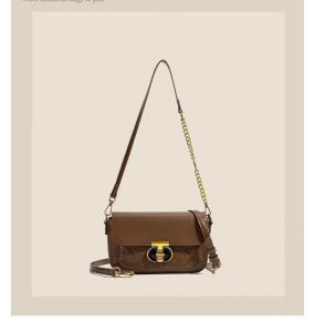 Tas Selempang Wanita Import Tas Bahu Wanita Semi Rantai Hualun Kelly Slingbag Cewek Bahan Kulit Pu Hitam Cokelat Ada Sertifikat 260882 6088