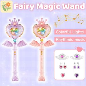 Children Fairy Magic Wand Toy Flashing Projection Music Magic Wand Fairy Princess Dress Up Toy Set