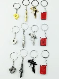 3Pcs Auto Mechanical Parts Keychain Set Rotary Engine Rotor Spark Plug and Oil Can Key Ring for Car Enthusiasts and Mechanics