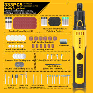 KEELAT KMG03 Mini Grinder 333PCS Cordless Rotary Tool Set 3.7V 5-Speed Engraving Polishing Grinding Cutting DIY