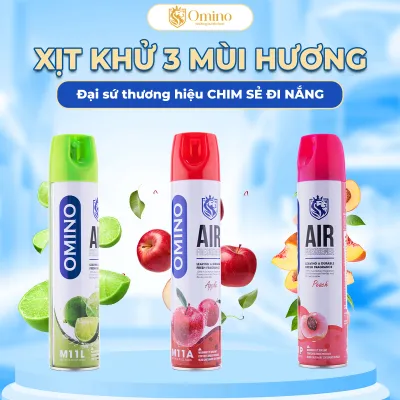 Dung Dịch Xịt Thơm Khử Mùi Nội Thất Ô Tô OMINO M11 330ml - Đủ 3 Mùi Hương Táo Đào Chanh - Chính Hãng Lưu Hương Lâu Khử Khuẩn
