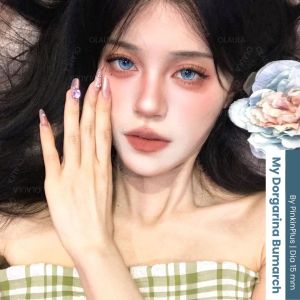 Cod Softlens OLALILA My Dorgarina Warna Biru Bumarch 15mm Natural Lens By Pinkin Softlens Normal & Minus