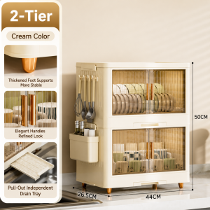 Dish Cabinet With Cover Plastic Dish Rack With Cover Foldable Aesthetic Dust Proof Organizer Heavy Duty Large Small Size With Drainer For Kitchen Countertop Household Small Condo Apartment Home Cooking Lovers