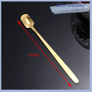 Ditur ช้อนตักน้ำแข็งสแตนเลสด้ามยาว1ชิ้นสำหรับกาแฟและชาไอศกรีมของหวานช้อนคน