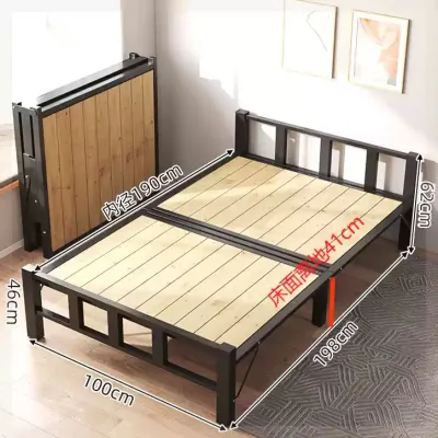 Foldable Bed Dormitory Bed Employee Bed Space Saving Single Bed Portable Wooden Bed