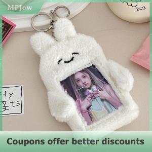 【MPJow】 3 Inch Cute Cartoon Bear Rabbit Plush Photocard Holder Korea Idol Photo Holder Girl Cute Keychain ID Credit Protector Stationery