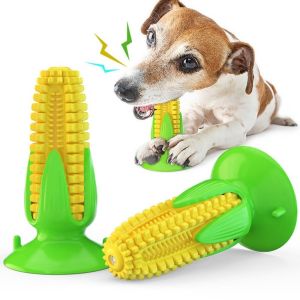 OUTOPEN Corn Shape Pet Corn Cob Chew Toy Grinding Bottom Suction Cup Dog Toothbrush Toy Fun Bite Resistance Interactive Dog Toy Training IQ