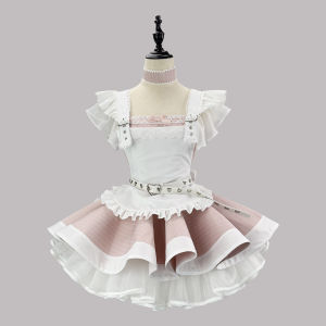 Women Japanese Vintage Retro Lolita Maid Dress Striped Soft Aesthetic Mini Skirt Kawaii Cute Cosplay Uniform Sweet Outfit h2610