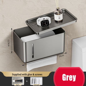 YissTiee Bathroom Aluminum Tissue Box Multifunctional Dual-Purpose Tissue Box Grey