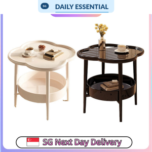 【DAILY ESSENTIAL】 Double-Layer Coffee Side Table - Black / White