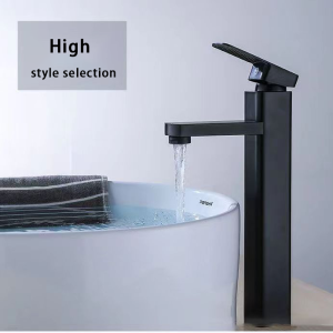 Bathroom basin splashback tap black stainless steel 304 basin tap black square painted sink tap washbasin tap hot and cold water tap