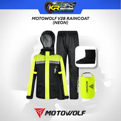Motowolf Raincoat V2B with Light Indicator and Shoe Cover Raingear Rain Coat Water Repellant Safety & Protection Unisex Rain Gear Riding Accessories - Waterproof / Windproof