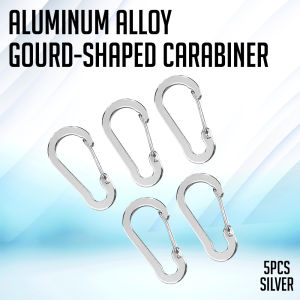 PaperCornerPh - 5 PCS Aluminum Alloy Gourd-Shaped Carabiner Black and Silver Outdoor Gear