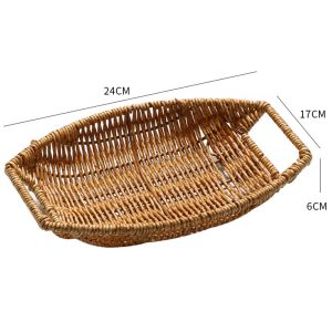 OPEAREY Đa năng Giỏ mây giả Dung lượng lớn Dệt tay Giỏ trái cây bánh mì Bền bỉ Làm thủ công Khay lưu trữ Dã ngoại trong bếp