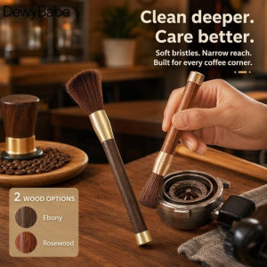 DewyBabe Coffee Grinder Cleaning Brush Wooden Handle Soft Bristle Barista Dust Brush Keyboard Camera