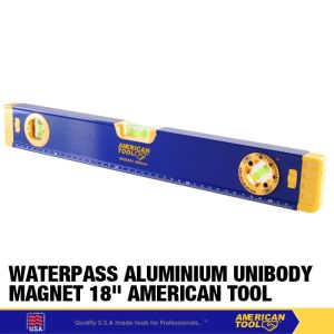 WaterPas Aluminium Alat ukur waterpas magnet Unibody Magnet 450MM-18 American Tool