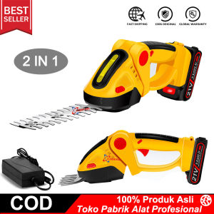 21V Trimmer Semak Listrik 2 Dalam 1 Alat Taman Tanpa Kabel Lawn Mower Baterai Li-ion Gunting Pemangkasan Trimmer Untuk Rumput Oleh COOFARI