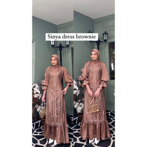 SONYA DRESS TILLE BUSUI FRIENDLY BAHAN ROBERTO SILK MIX BRUKAT TILLE MUTIARA / DRESS WANITA MUSLIM KONDANGAN