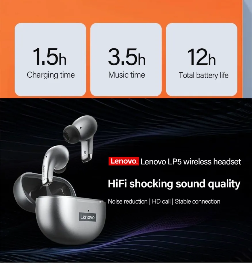 Lenovo LP5 Waterproof Headsets Reduce Noise HiFi Music Earbuds