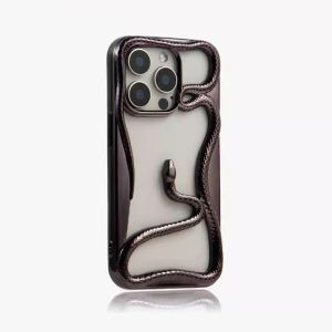 Matte 3D Hollow Snake Soft Phone Case For iPhone 17 Air 16 11 12 13 14 15 Pro Max Plus Plating Heat Dissipation Cover Funda