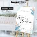 Welcome Board Wedding Name Acrylic, White Crystal Welcome Board Custom Acrylic, Wedding Signage, Welcome Board Acrylic. 